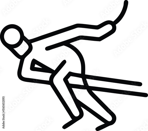 Minimalist line art of crosscountry skiing athlete in motion silhouette