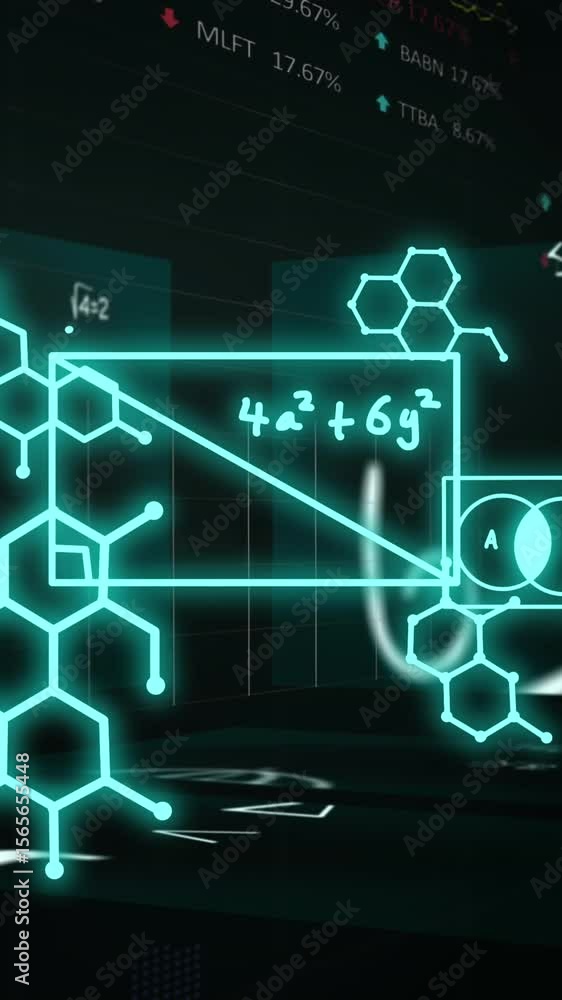 Animation of scientific data processing over black background Animation of scientific data processing over black background
