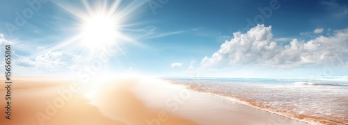 Beach and hot sun empty space background for text for advertise