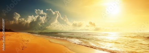 Beach and hot sun empty space background for text for advertise