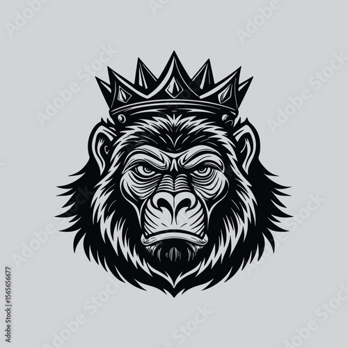 Gorilla King with Regal Crown Drawing