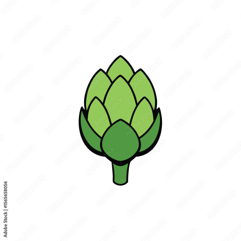 Obraz premium Fresh artichoke with detailed petal design creative vegetable Vector illustration