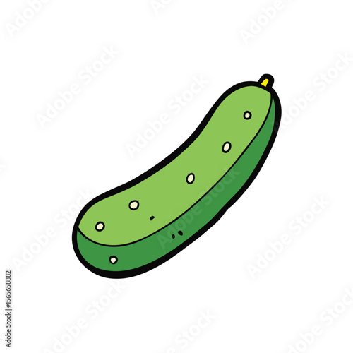 Fresh cucumber slice with realistic texture and droplets Vector illustration
