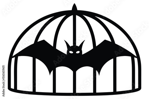 bat in cage vector icon