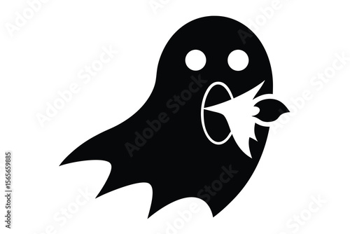 biting ghost face vector icon