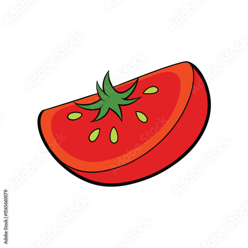 Fresh tomato slice showing juicy seeds healthy realistic view Vector illustration