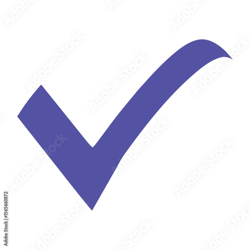 Solid purple check mark symbol on a white background tick correct