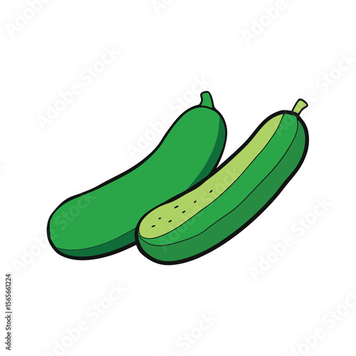 Zucchini sliced crosswise green fresh vegetable flat design Vector illustration