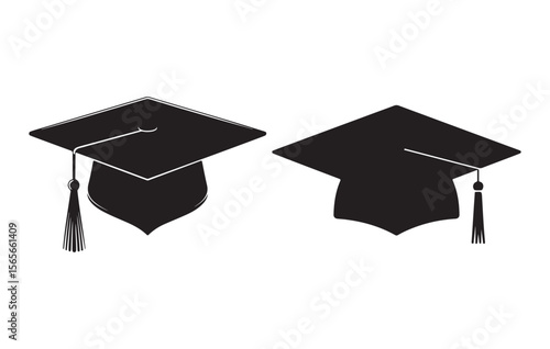 Wallpaper Mural Two Black Graduation Caps with Tassels Sideby Side View Simple Icons graduation hat Torontodigital.ca