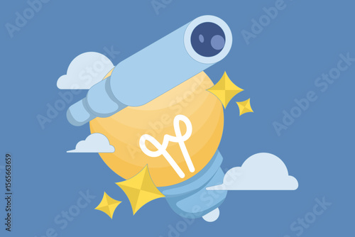 concept of seeking inspiration or creativity. seeking information and brilliant ideas. innovation creative thinking. visionary to uncover innovative solutions and fresh ideas. flat vector illustration