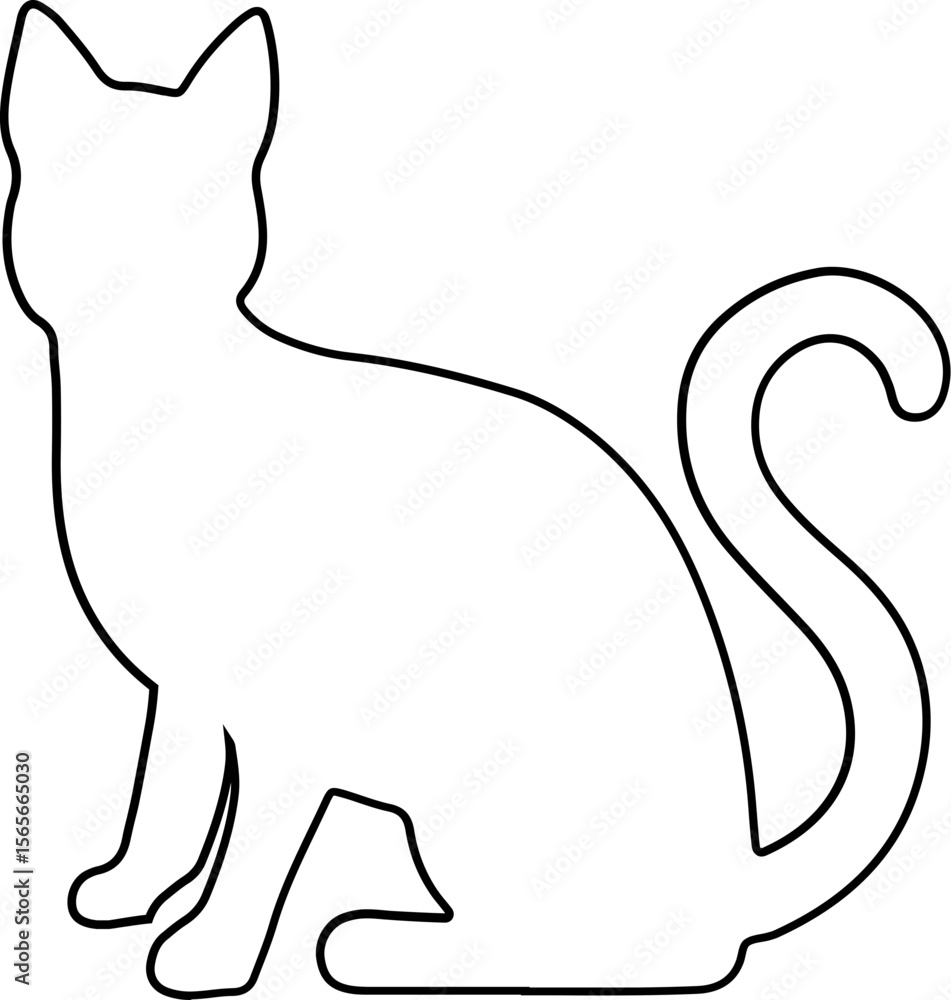 Fototapeta premium Cat Raised Tail illustration.