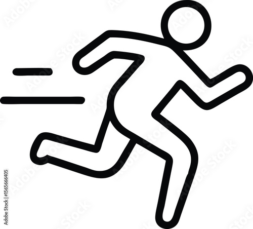 Running icon with motion blur in simple outline style, perfect for infographics