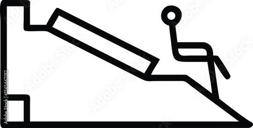 Simple accessible ramp icon with person in wheelchair illustration for print