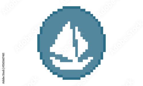 logo design ship vector pixel art
