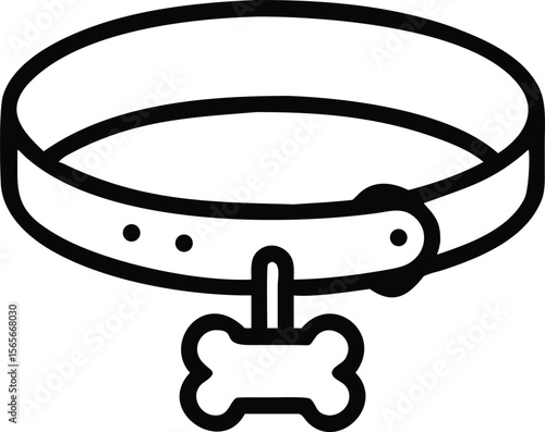 Simple dog collar with bone tag line icon style vector