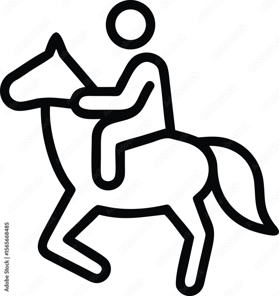 Fototapeta premium Simple horse riding line art icon for equestrian sport design