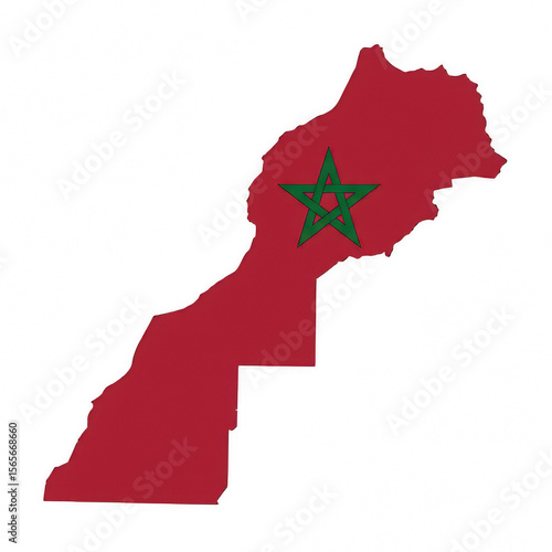 Morocco map with Moroccan flag design isolated on transparent PNG background, perfect for educational use, patriotic content, travel visuals, and professional digital or graphic design projects