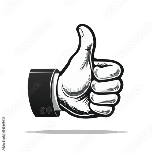 Thumbs Up Hand Gesture in Suit Sleeve - Positive Feedback, Approval, Success Sign Illustration