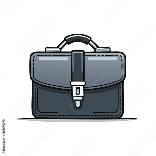 Stylish Grey Briefcase Illustration for Business Documents and Professional Accessories on Black Background