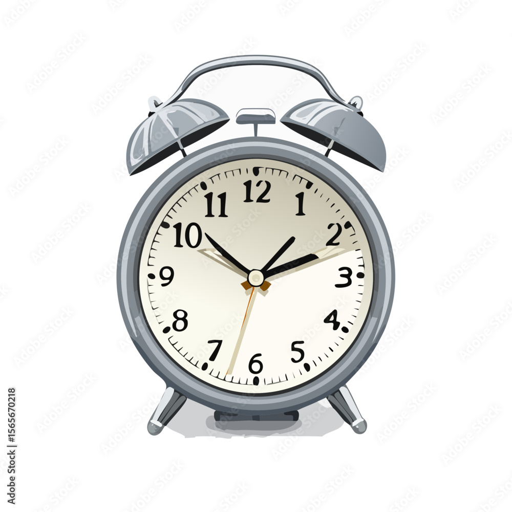 Classic Silver Alarm Clock with Bells Isolated on Black Background Indicating Time Classic Silver Alarm Clock with Bells Isolated on Black Background Indicating Time