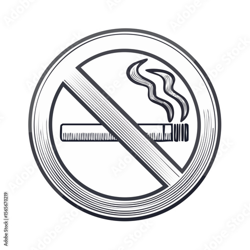 Prohibition sign for smoking ban illustration on black background conveying smoke free zones and public health awareness concept