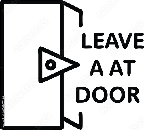 Simple line art icon of drop off package symbol with Leave at Door