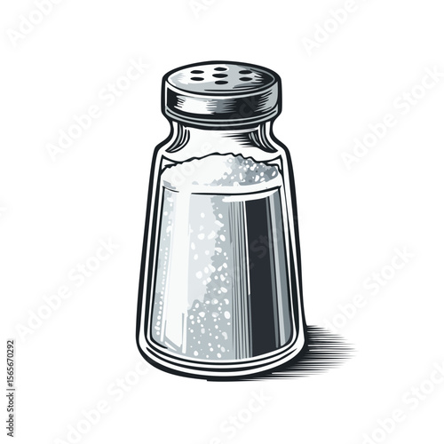 Illustration of a Salt Shaker Filled with Seasoning on a Black Background for Kitchen Concept