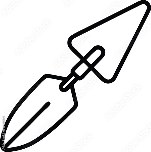 Simple line art icon of two garden trowels for planting projects