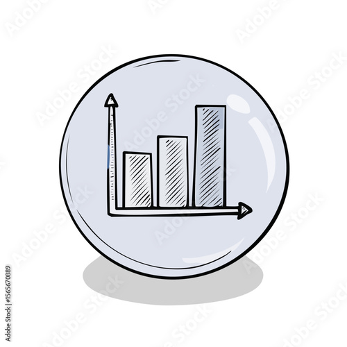 Future forecast of business growth inside crystal ball. Graph predicting rising success with trending upward analysis and financial planning prediction.
