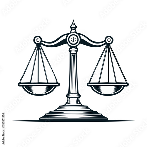 Elegant Scales of Justice Symbolizing Fairness and Equality in Simple Graphic Style on Dark Background
