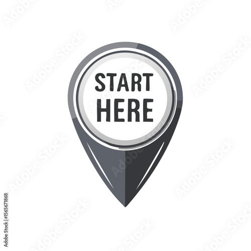 Start Here Location Pointer Sign Graphic Element Directional Guide Destination Point