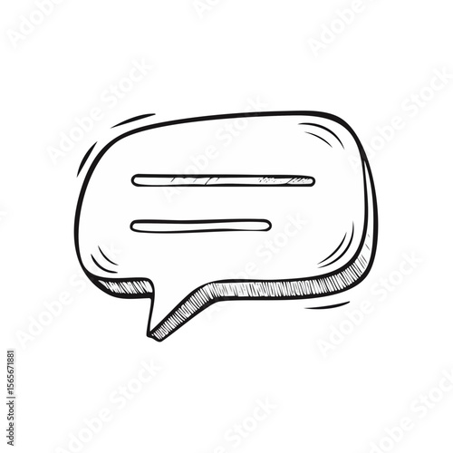 Doodle drawing of speech bubble on black background message icon illustration concept for communication dialogue and chat