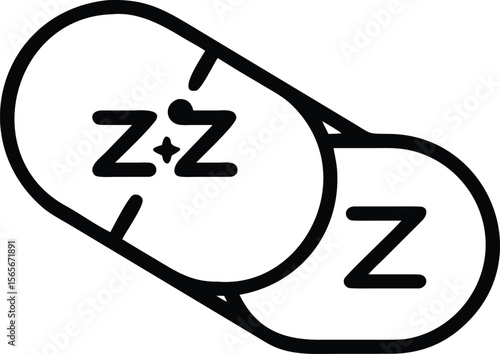 Simple line art illustration of two pills with Z letters for sleep concept