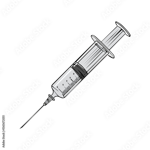 Medical Syringe on Black Background Illustration