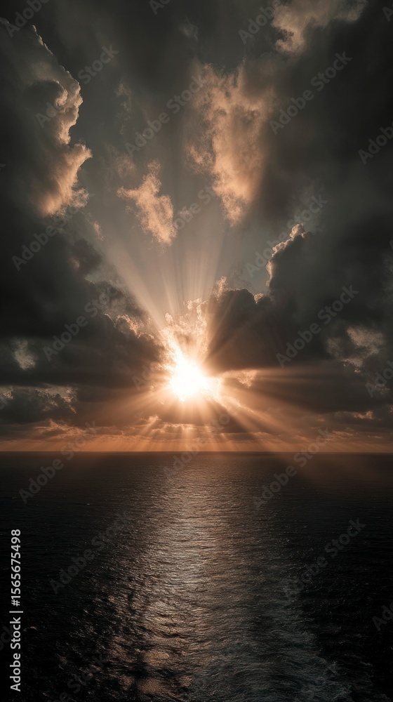 Obraz premium Dramatic sunset over ocean