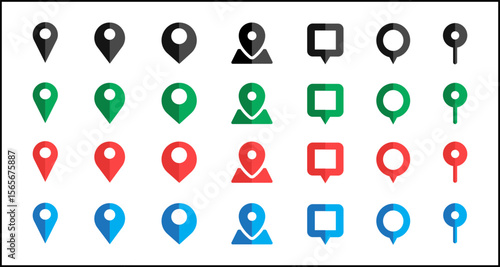 Location map pin icons set. Modern map marker collection. Pinpoint. Location pin icon. Map pin place marker. Map marker pointer icon. GPS location symbol. 