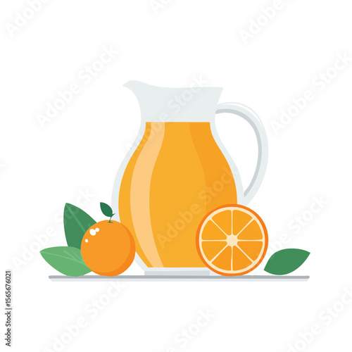 Pitcher of Orange Juice Isolated on a Transprent Background 