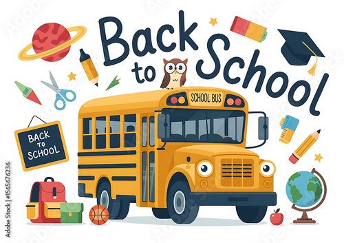 A yellow school bus is ready to take students back to school