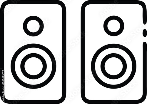 Speaker outline icon with simple stereo sound system design