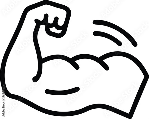 Strong Arm Outline Icon Showing Muscles and Flexing Bicep for Health Related