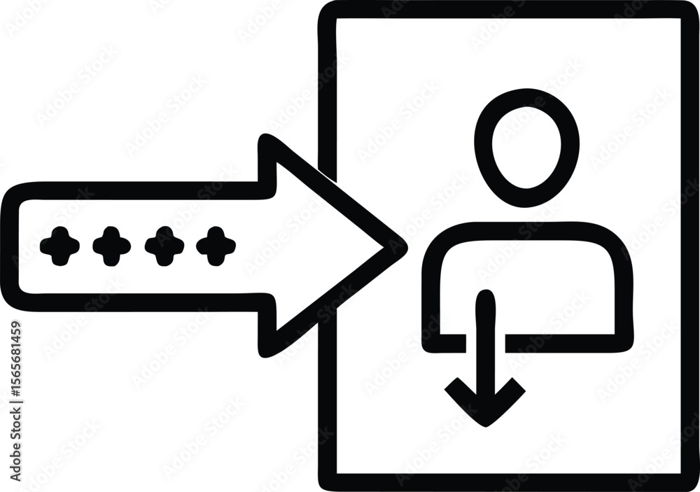 Fototapeta premium User login icon with password input and profile download symbol