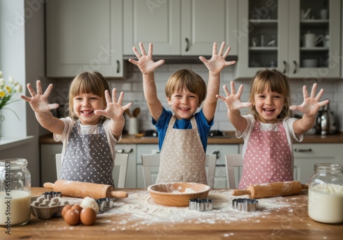 Children Baking Fun: Joyful Kids in the Kitchen