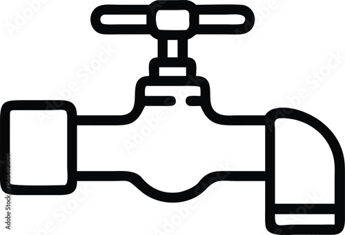 Water tap icon in simple outline style plumbing fixture illustration
