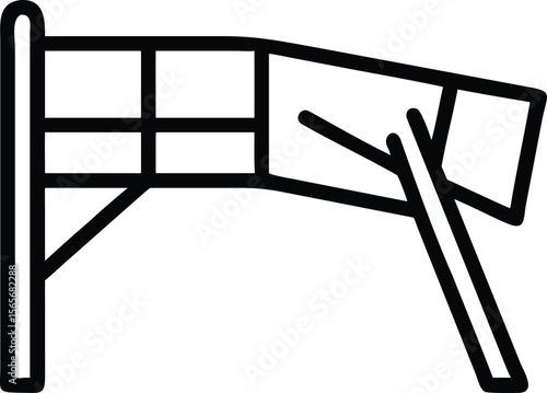 Wind indicator icon representing aviation weather in outline style illustration