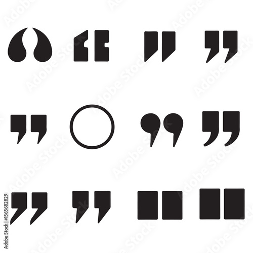 Diverse Quotation Marks and Shapes A Collection of Punctuation and Geometric Forms for Textual Emphasis and Visual Design