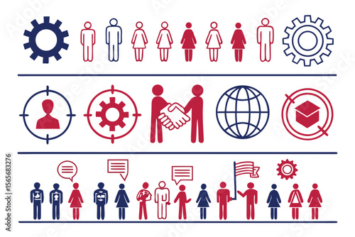 gender equality, community teamwork, diversity and collaboration Icon set, inclusion, partnership, human connection, justice, and unity for social issues, human rights, equality, gender roles, 