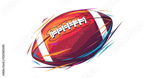 Dynamic American Football Graphic  High-Energy Illustration of a Spinning Football