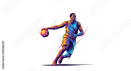 Dynamic Basketball Player Illustration Colorful Vector Art of a Basketball Athlete in Motion