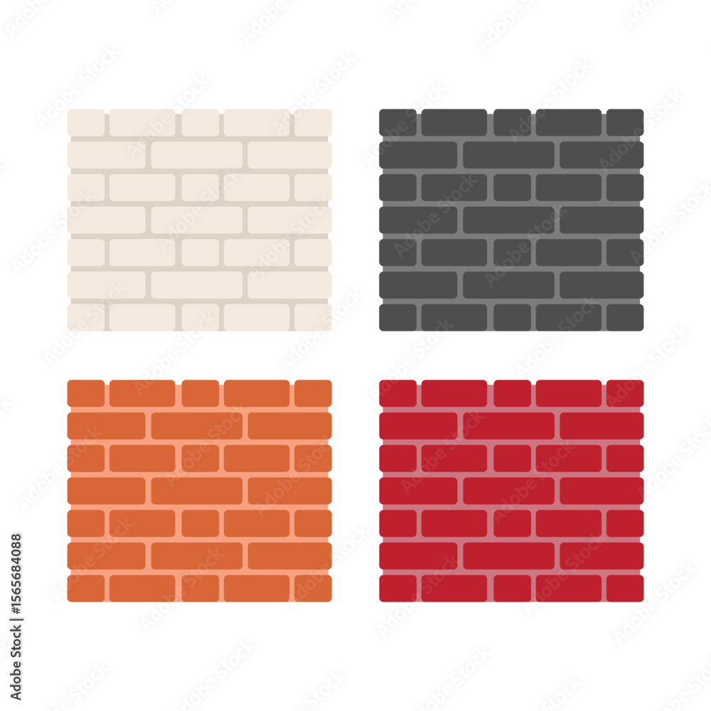 Obraz premium Wall Bricks Icon Set Vector Design.
