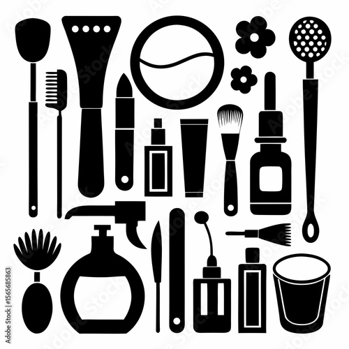 Perfect Vector Collection Of Beauty Tools Silhouettes For Use Graphics Websites And Apps Designs On White Background
